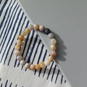 New fire agate with sterling silver crystal ball bracelet